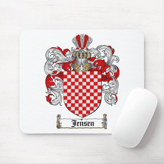JENSEN FAMILY CREST - JENSEN COAT OF ARMS MUISMAT (Met muis)