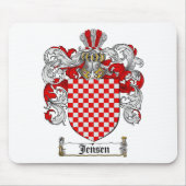 JENSEN FAMILY CREST - JENSEN COAT OF ARMS MUISMAT (Voorkant)