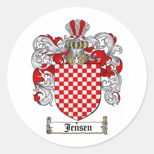 JENSEN FAMILY CREST - JENSEN WAPEN RONDE STICKER (Voorkant)