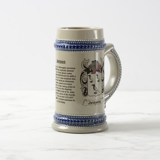 Jensen wapen op een stein bierpul (Voorkant rechts)