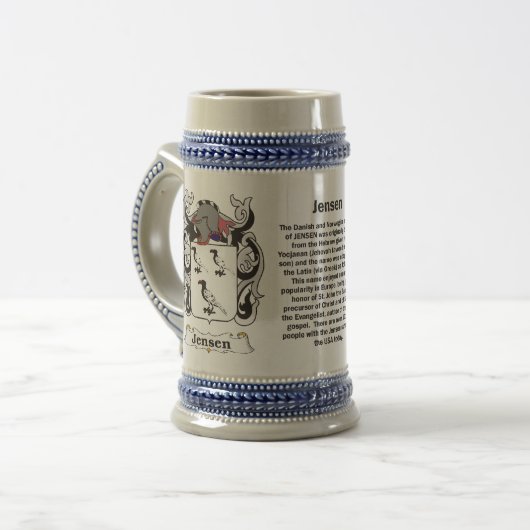 Jensen wapen op een stein bierpul (Voorkant links)