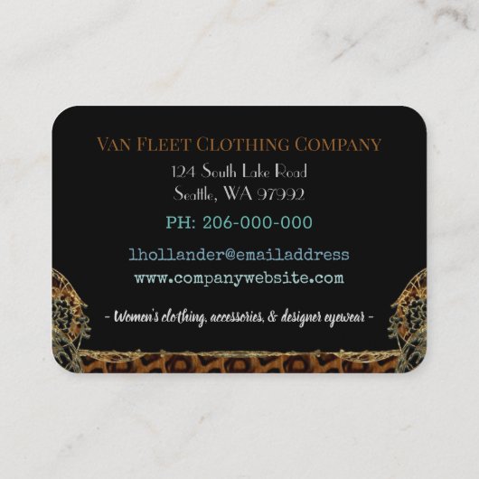 Jenuplaythe Animal Print Mélange Professional Visitekaartje (Achterkant)