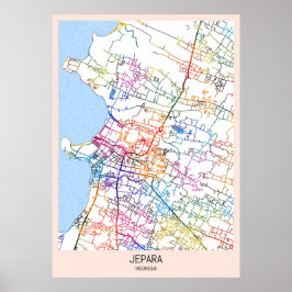 Jepara Indonesië Stad Kaart Poster
