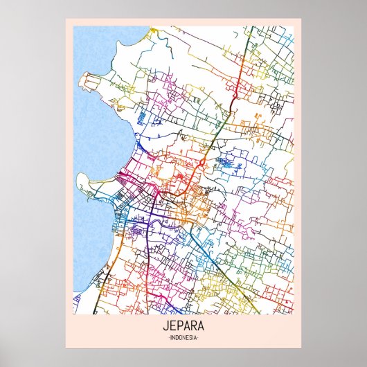 Jepara Indonesië Stad Kaart Poster (Voorkant)