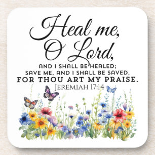 Jeremia 17:14 Healing Bible Verse Wildflowers Bier Onderzetter
