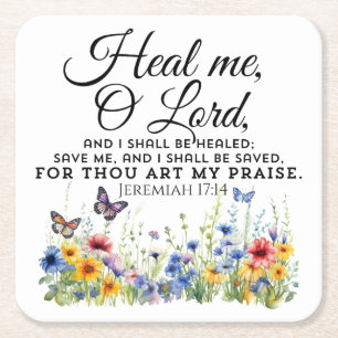 Jeremia 17:14 Healing Bible Verse Wildflowers Kartonnen Onderzetters