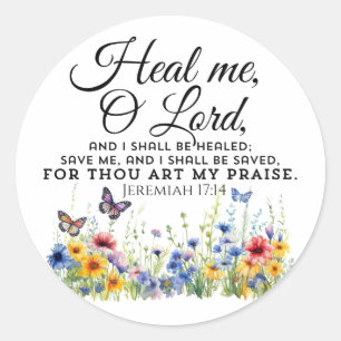 Jeremia 17:14 Healing Bible Verse Wildflowers Ronde Sticker