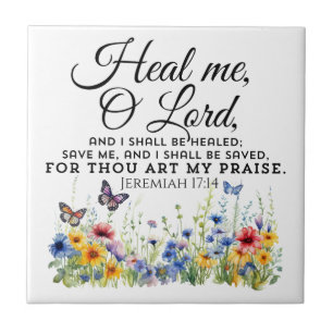Jeremia 17:14 Healing Bible Verse Wildflowers Tegeltje