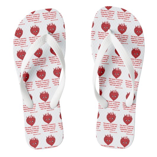 Jeremia 17:9 KJV Bijbel Schrift All-Over Unisex Teenslippers (Voetbed)