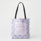 Jeremia 29:11 Bijbel Paarse bloemen Achtergrond Tote Bag (Voorkant)