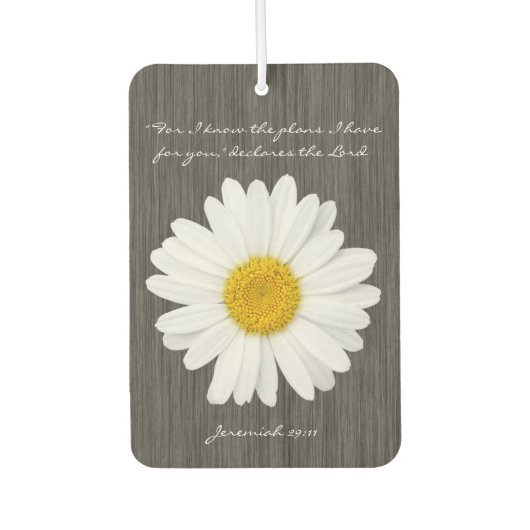 Jeremia 29:11 Bijbel Verse met Rustieke Daisy Luchtverfrisser (Voorkant)