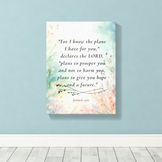 Jeremia 29:11 Bijbelvers Afbeelding Canvas Afdruk (Insitu (Houten vloer))