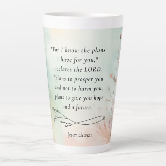 Jeremia 29:11 Bijbelvers Afbeelding Latte Mok (Voorkant)