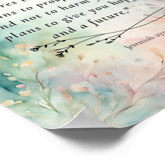 Jeremia 29:11 Bijbelvers Afbeelding Poster (Hoek)