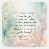 Jeremia 29:11 Bijbelvers Afbeelding Vierkante Sticker (Voorkant)