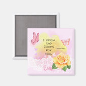 Jeremia 29:11 Bijbelvers Roze gele vlinder Magneet (Voorkant / Achterkant)