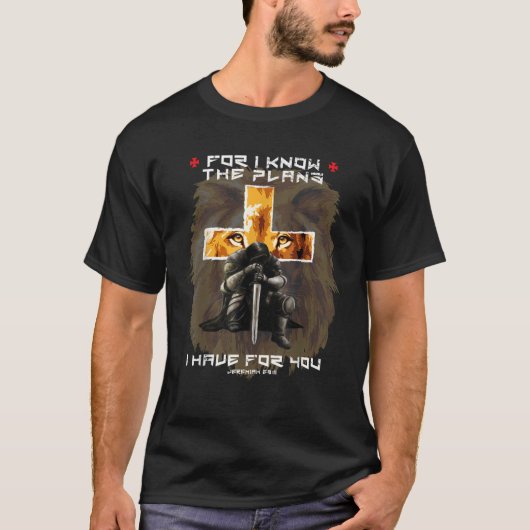 Jeremia 29 11 Gebedsstrijder Christelijk Kruisleeu T-shirt (Voorkant)