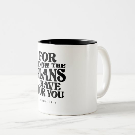 Jeremia 29:11 Goddelijke plannen wachten - Christe Tweekleurige Koffiemok (Voorkant rechts)