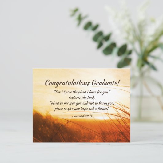 Jeremia 29:11 "Ik ken de plannen" Afstuderen Briefkaart (Staand voorkant)