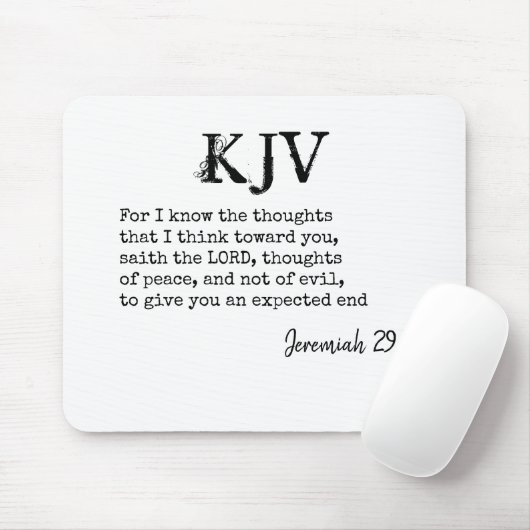 Jeremia 29:11 KJV Bijbelcitaat - Kan worden aangep Muismat (Met muis)
