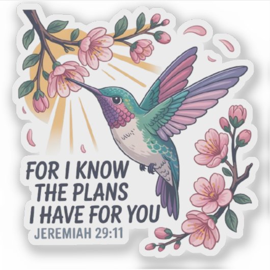 Jeremia 29:11 Kolibrie Sticker (Voorkant)