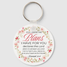 Jeremia 29:11 Roze Bloemen Krans Bijbelvers Sleutelhanger