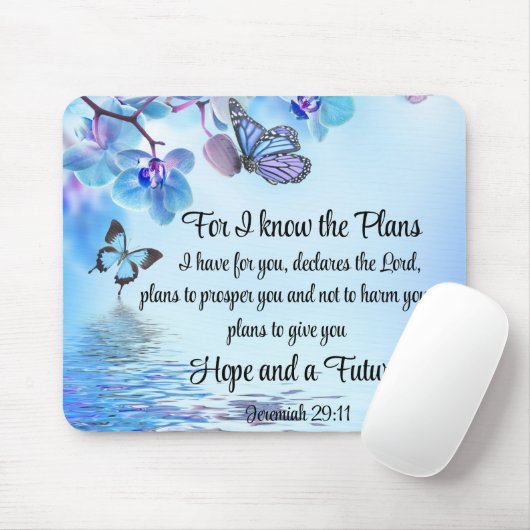 Jeremia 29:11 Tropische Orchideeën Vlinderbijbel Muismat (Met muis)