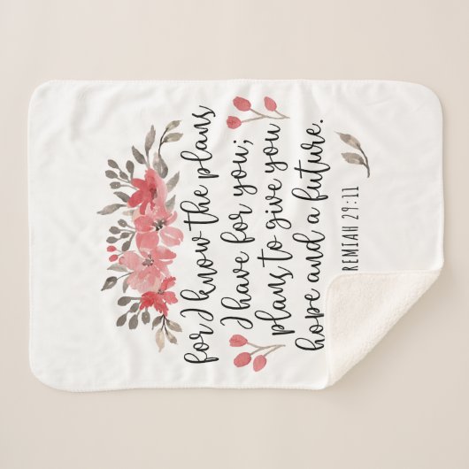 Jeremia 29 11 - want ik ken de plannen - Floral Sherpa Deken (Voorkant (horizontaal))