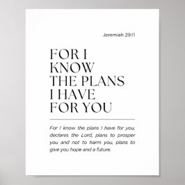 Jeremia 29:11 Want Ik ken de plannen Poster