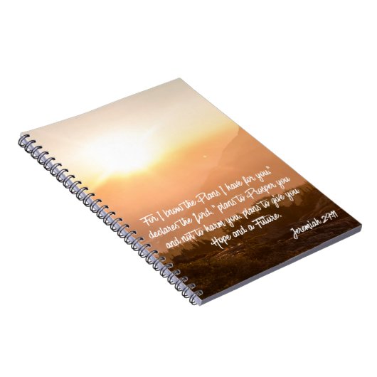 Jeremia 29:11 Want ik ken de Plannen Zonsopgang Notitieboek (Rechterzijde)