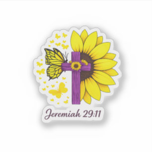 Jeremia 29:11 Zonnebloem Cross Sticker – Christeli