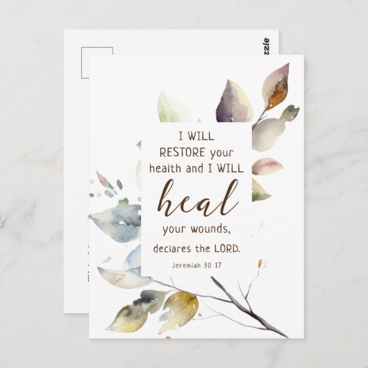 Jeremia 30 17 Ik zal uw gezondheid Bijbel herstell Briefkaart (Voorkant / Achterkant)