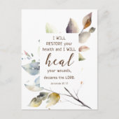 Jeremia 30 17 Ik zal uw gezondheid Bijbel herstell Briefkaart (Voorkant)