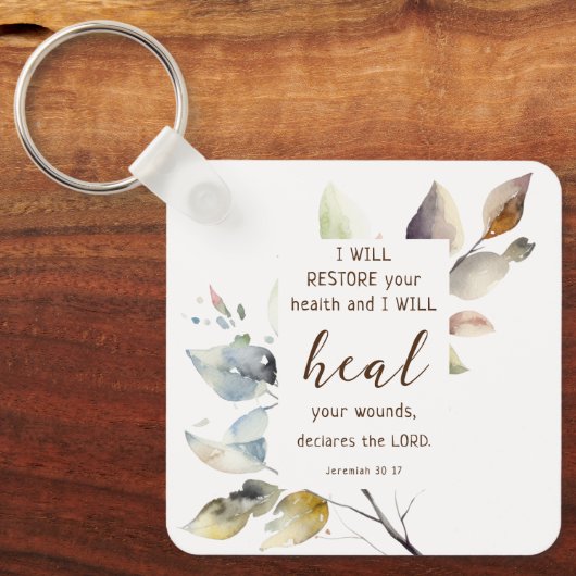 Jeremia 30 17 Ik zal uw wonden genezen Bijbelvers Sleutelhanger (Voorkant)
