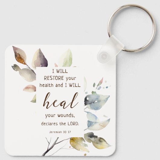 Jeremia 30 17 Ik zal uw wonden genezen Bijbelvers Sleutelhanger (Achterkant)