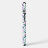 Jeremia 32:27 met paarse bloemen achtergrond iPhone hoesje (Linkerkant)