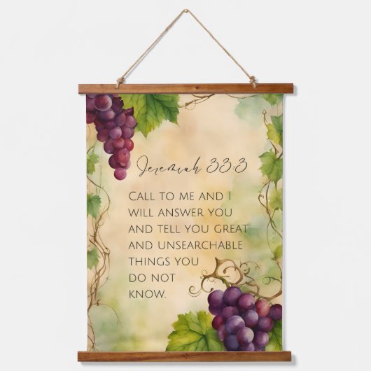 Jeremia 33:3 Bijbelvers Hangend Wandkleed (Voorkant)