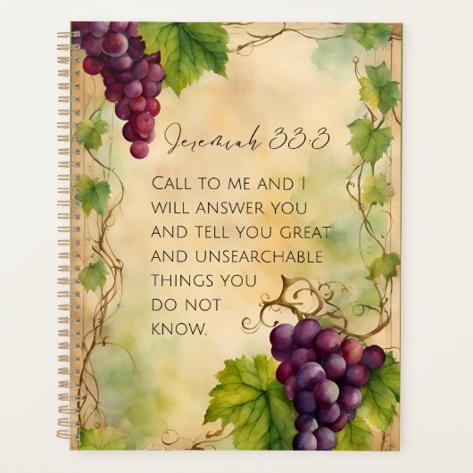 Jeremia 33:3 Christelijke Bijbelvers Planner (Voorkant)