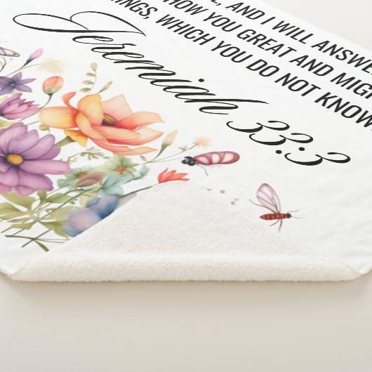 Jeremia 33:3 Oproep aan mij Wildbloemen Schrift Sherpa Deken (3/4)