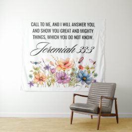 Jeremia 33:3 Oproep aan mij Wildbloemen Schrift Wandkleed