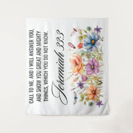 Jeremia 33:3 Oproep aan mij Wildbloemen Schrift Wandkleed