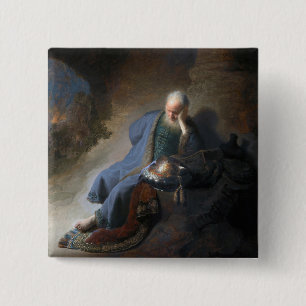 Jeremia Lamenting over de Herfst van Jeruzalem, Re Vierkante Button 5,1 Cm