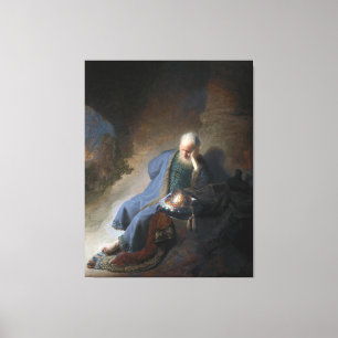 Jeremia treurend over de val van Jeruzalem, Rembra Canvas Afdruk