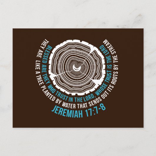 Jeremiah 17:7-8 Boom Rings Briefkaart (Voorkant)