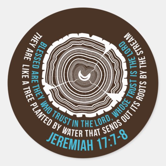 Jeremiah 17:7-8 Boom Rings Ronde Sticker (Voorkant)