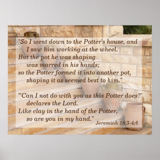 Jeremiah 18:3-4,6 Clay in My Potter's hand Poster (Voorkant)