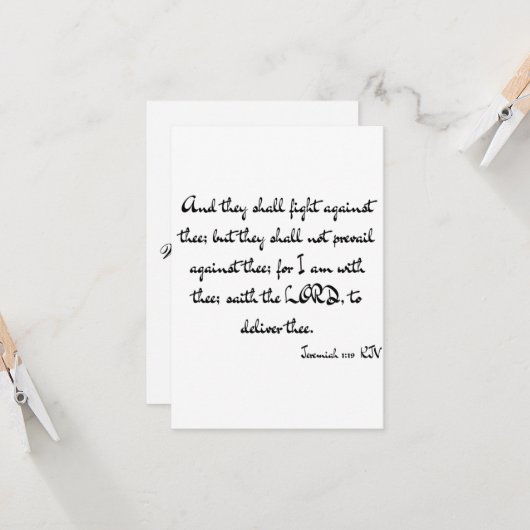 Jeremiah 1:19 KJV Bijbel Verse Flat Greeting Kaart (Voorkant / Achterkant in situ)