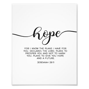 Jeremiah 29:11, Bijbel Verse, Hope Wall Decor Foto Afdruk