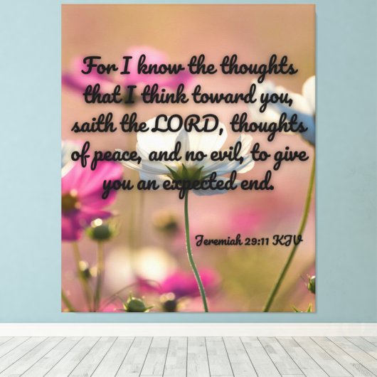Jeremiah 29:11 Bijbelse KJV Pic Wall Art Canvas Afdruk (Insitu (Houten vloer))