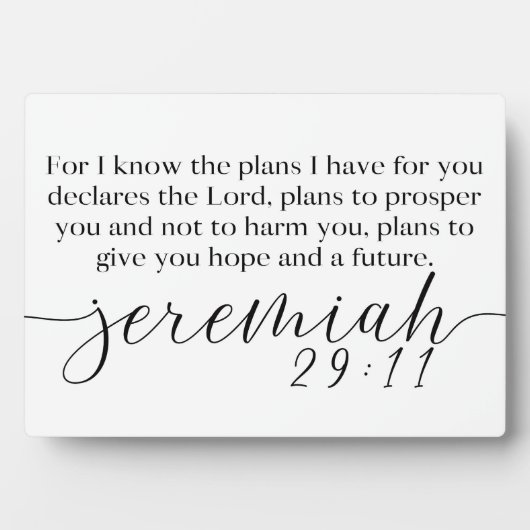 Jeremiah 29:11 Bijbelse Scripture Farmhouse Sign Fotoplaat (voorkant)